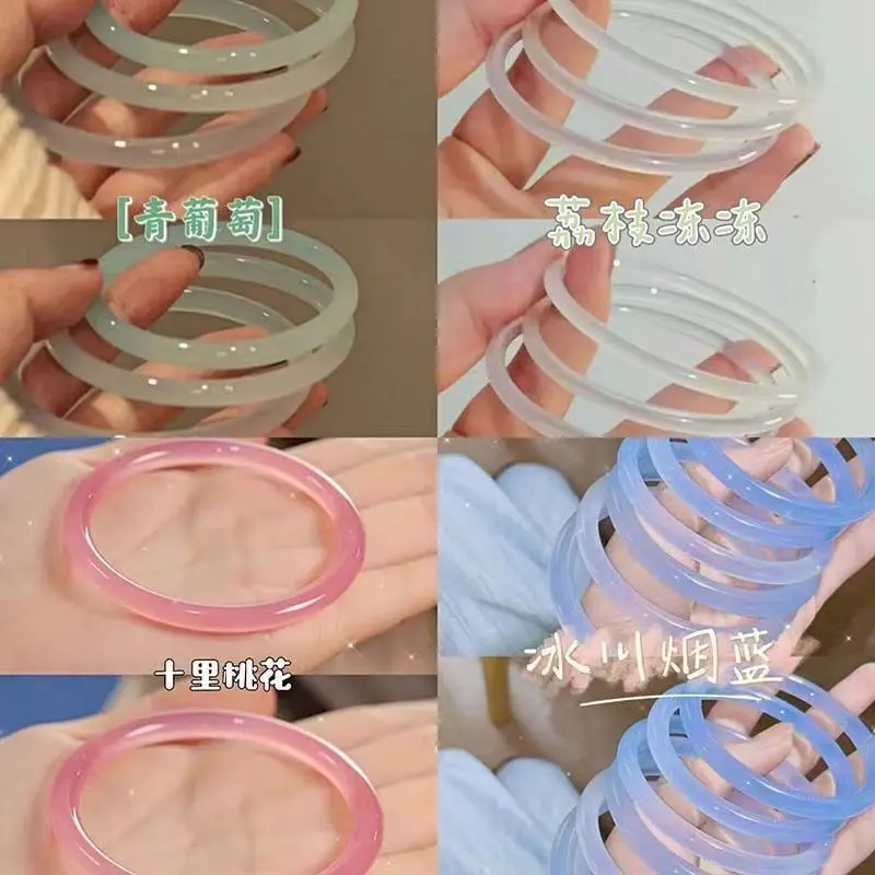 Bộ Vòng Tay, Phong Cách Cổ Điển, Ngọc Bích Giả Thủy Tinh, Vòng Tay Chuông Leng Keng, Vòng Tay Vảy, Thiết Kế LYCHEE Đông Lạnh, Phụ Kiện Hanfu, Thích Hợp Cho Các Cô Gái Trẻ Và Bạn Gái, Vòng Tay Mỏng
