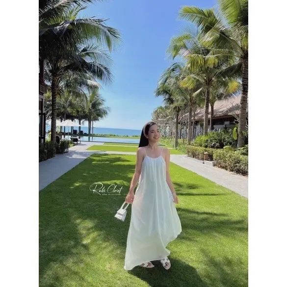 Váy Đầm MaXi Cổ Dúm Dây Rút lưng 2