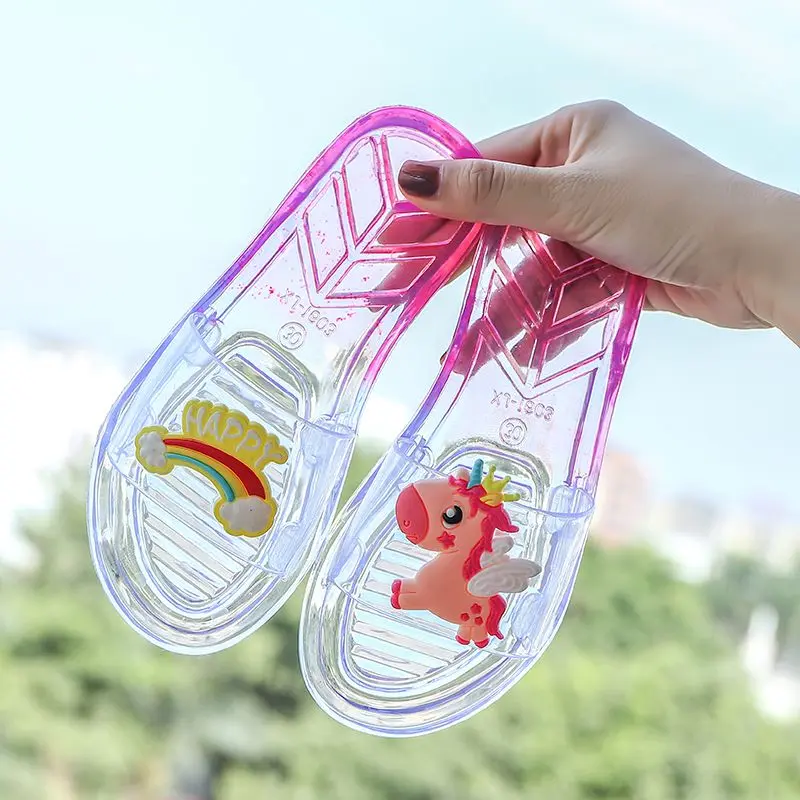 Dép Trẻ Em, Phong Cách Mùa Hè, Dành Cho Bé Gái, Sử Dụng Trong Nhà Và Ngoài Trời, Đế Mềm, Trong Suốt Pha Lê, Giày Đi Biển Đế Bằng, Được 4249 Người Vinh Danh 0