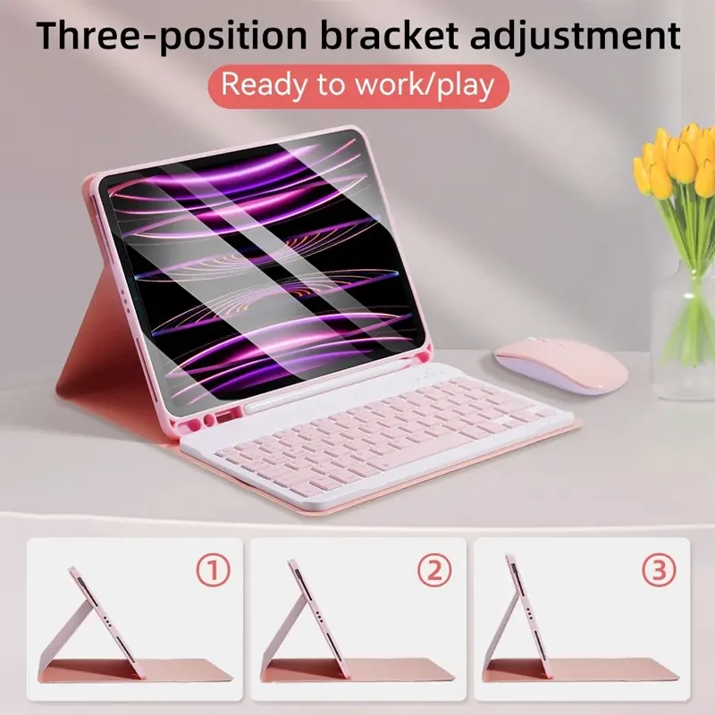 3in1 Paket Case For Redmi Pad SE 11inch/Redmi Pad Pro 12.1inch Universal Keyboard Wireless - Mouse Wireless + Magnetic Case For Xiaomi Pad 6 11inch Casing With Slot Pen Auto Lock Wake Up 5