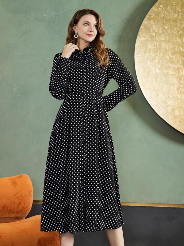 Fashion print polka dot button dress best sale