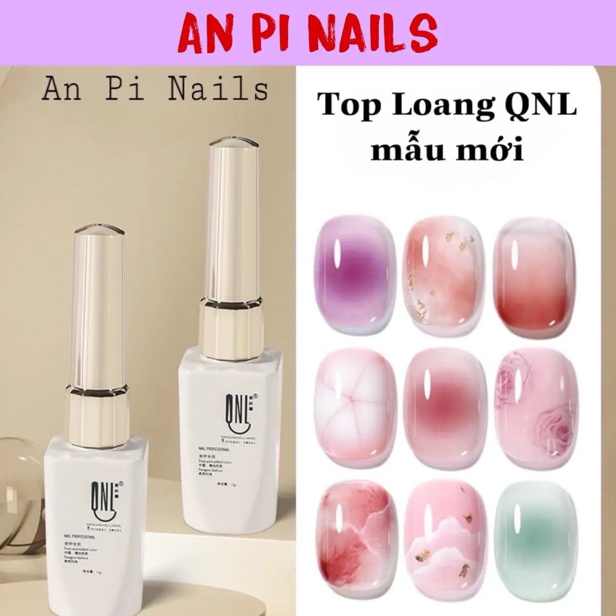 Sơn Top Loang QNL, Sơn Gel tạo Loang làm nail, loang vân đá - Chai 12g An Pi Nails