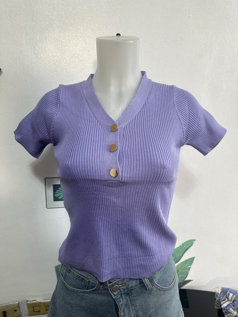 Product Introduction of new arrivals  korean style  knitted blouse /v-neck fashion 2colors  blouse Xs to large/t-shirts 22