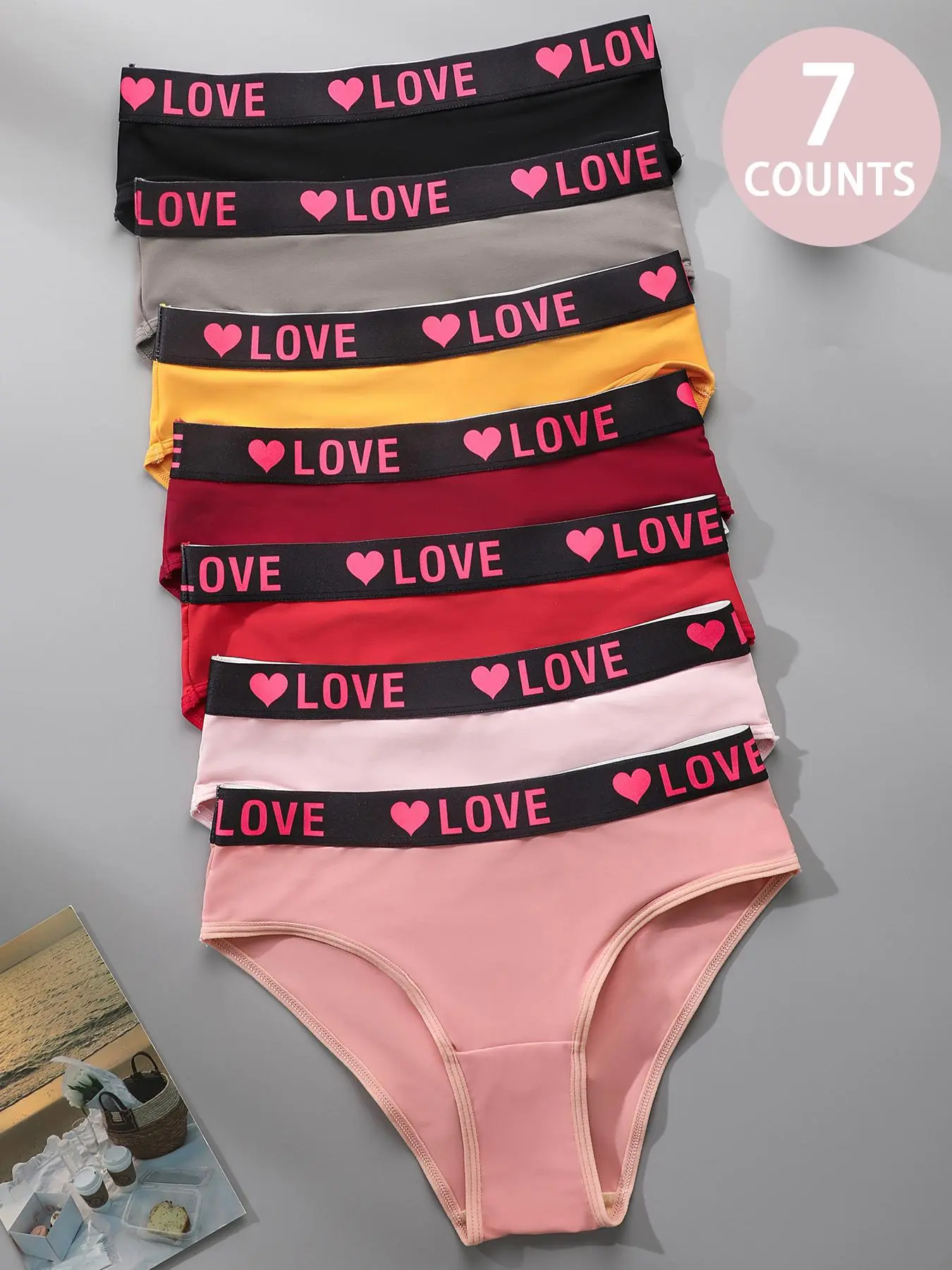 【Plus Size】 Women's Letter Tape Waist Panty, Soft Comfy Breathable Knicker for Daily Wear, Underwear for All Seasons