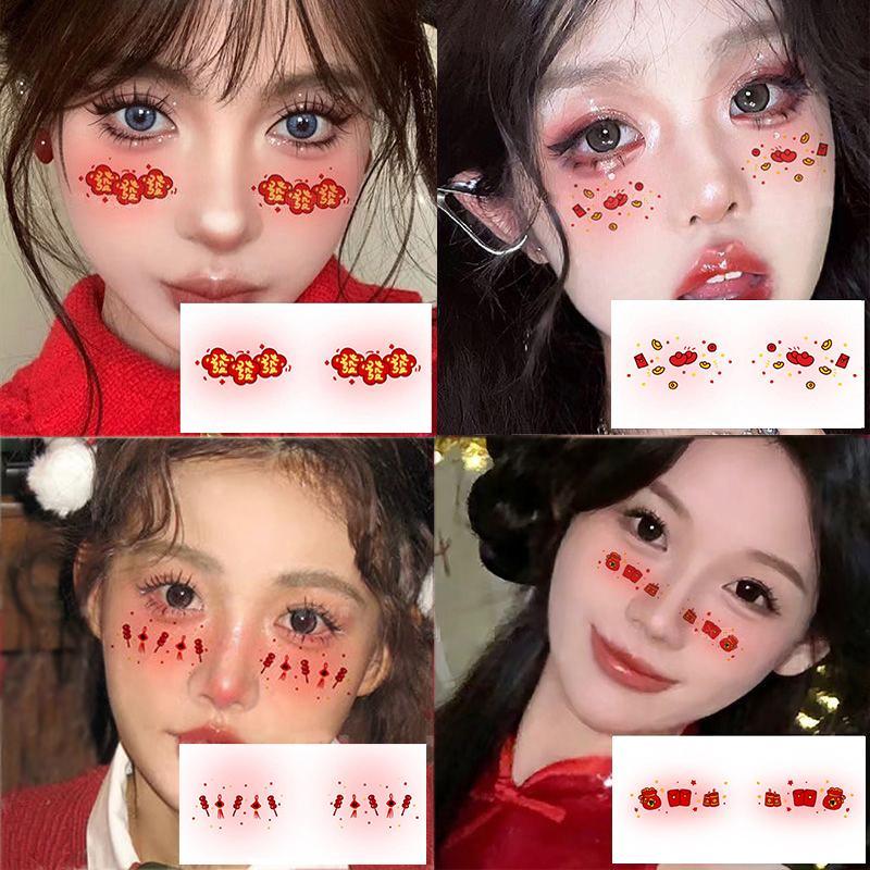 Product Introduction of New Year Makeup Face Paste Santa Claus Face Paste Holiday Party One-time Temporary Stickers For Children 24