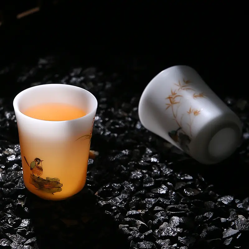 Ice Jade White Porcelain Kung Fu Tea Ceremony Tea Cup Tasting Cup Master Cup Personal Cup Set Household Ceramic Tea Set Canister Tumblers