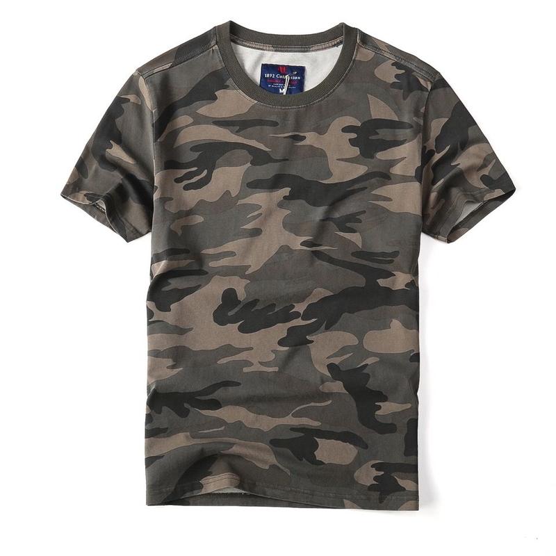 Product Introduction of European and American Retro Washed Cotton Short Sleeve Polo Shirt for Men, Summer Breathable Sweat-Absorbing Camouflage Half Sleeve Round Neck T-Shirt for Men Sport 11