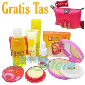 Paket Kelly 5in1 [ Gratis Tas Kosmetik ] + Perl Cream Kelly 5g + Lemon Soap 15g + Bedak Kelly Beauty Powder + Serum Glowing Lemon + Toner Pelicin 60ml Original