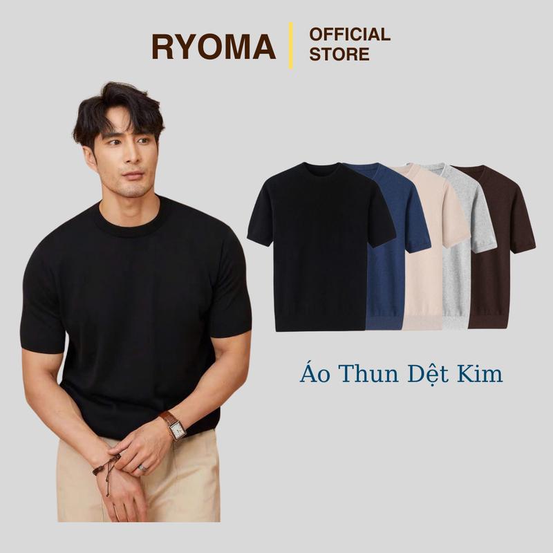 Áo thun dệt kim RYOMA, chất liệu Knit-mongtoghi cao cấp co giãn 4 chiều, form regular-fit, không xù, thanh lịch NHA-05 áo len Nam Menswear Cổ Tròn