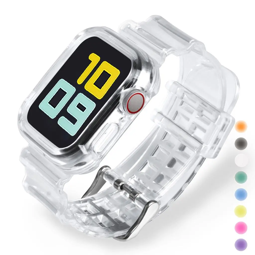Dây đeo trong suốt một mảnh, phù hợp với dòng Apple Watch 8/7/6/ 5 / 4 / SE /3/2/1 , thiết kế theo phong cách Glacier, phù hợp với iwatch 45/44/42/ 41 / 40 / 38mm