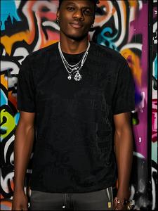 Men's Regular Fit Plain Jacquard Short Sleeve Tee, Casual Comfy Round Neck T-shirt for Summer, Fashion Men's Top for Daily Wear