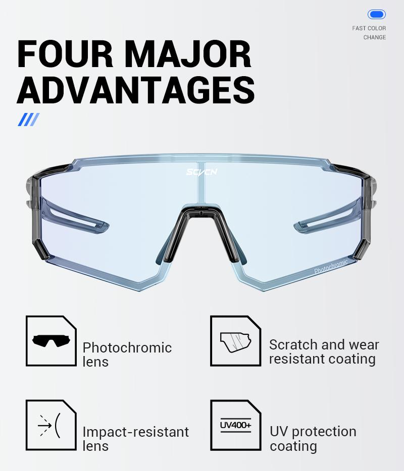 Product Introduction of SCVCN Upgraded Photochromic Outdoor Cycling Glasses UV400 Protection Running Mountaineering Glasses Road Bicycle MTB Goggles Men Women 2