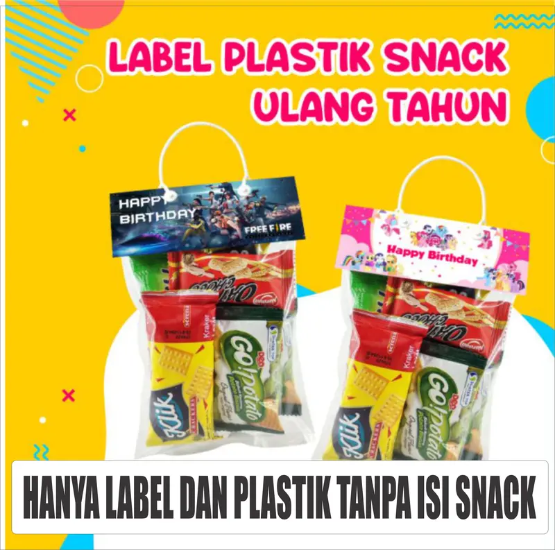 (25PCS) Plastik snack ultah label tenteng ulang tahun anak murah Termurah Tas Ultah Plastik Ulang tahun Anak-anak 5