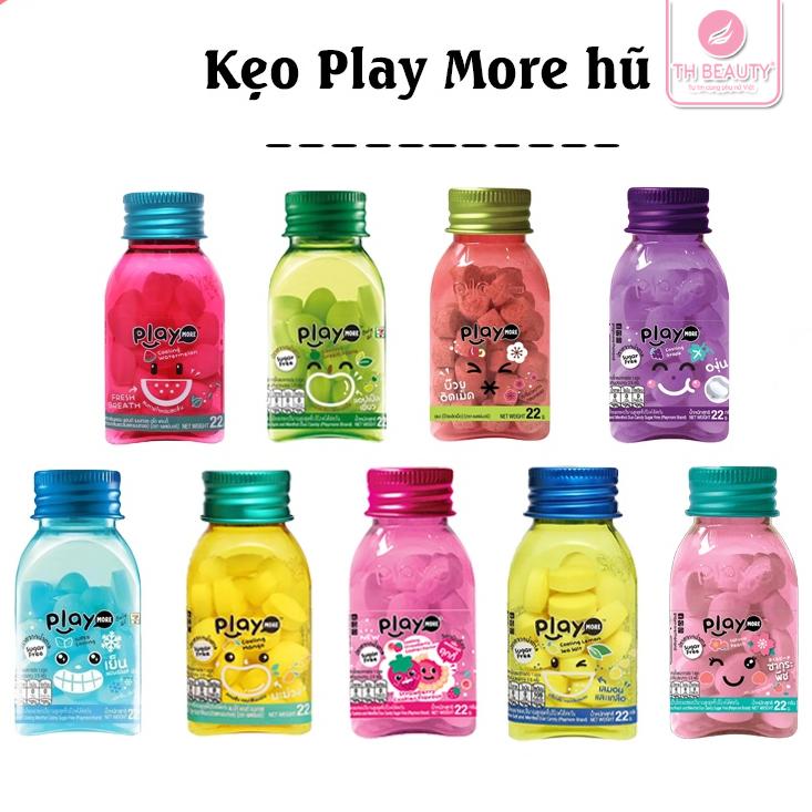 Kẹo Ngậm PlayMore Thái Lan the mát, không đường, mát họng, giảm ho, nhiều vị 12g, 22g (Dưa hấu, bạc hà, táo, xoài, dâu, nho, chanh mật ong, đào, chanh muối, quả mộng), Kẹo Chanh Vitamin C Thái Lan