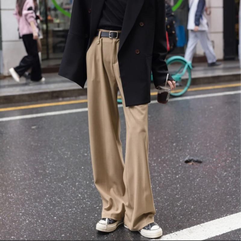 Quần Tây Nâu Be Ống Rộng Lưng Chun Nam Nữ Hàng Thiết kế HotTrend Trung