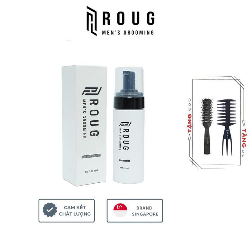 [CHÍNH HÃNG] Bọt tạo kiểu tóc Roug Sea Salt Mousse 150ml cao cấp Singapore | Tạo Phồng, Dưỡng Tóc và Giữ nếp + Tặng 2 Lược tạo kiểu Texture VÀ Lược sấy tóc Chaoba Chăm Sóc Tóc Ivy League - Sidepart