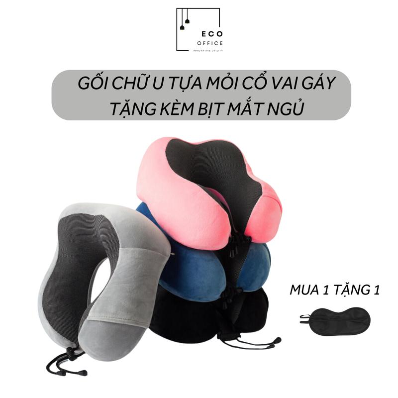 Gối chống mỏi cổ gối chữ u ECO OFFICE cao cấp chống mỏi ruột cao su non êm vỏ mềm thích hợp cho dân văn phòng du lịch đi ô tô máy bay