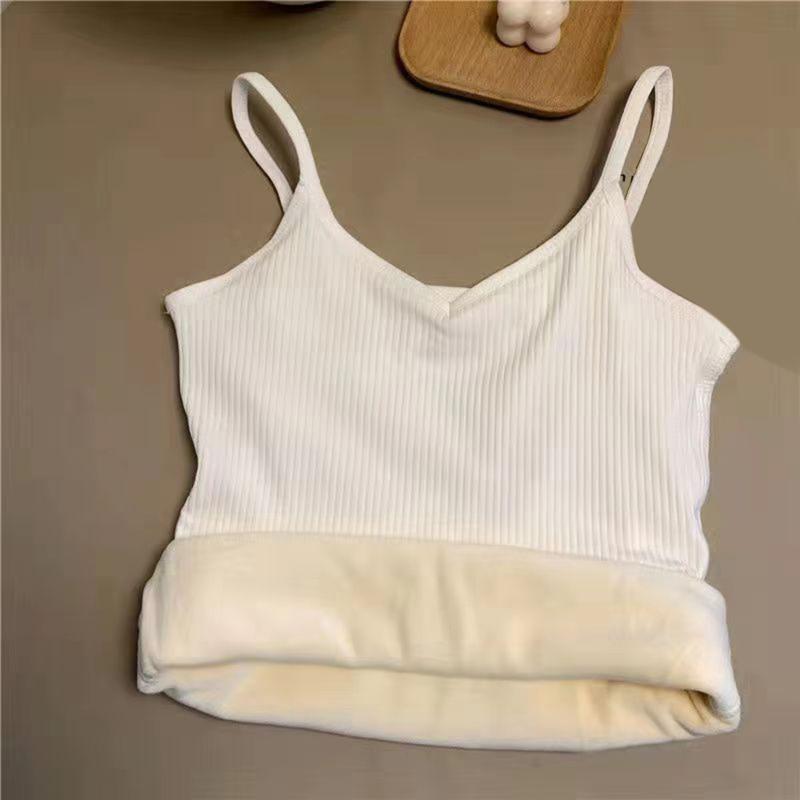 Product Introduction of Winter Self Heating and Warm Underwear for Women with Added Velvet and Thickened Cold Resistant Suspender, Slim Fit Bottom Shirt for Korean Version Student Top for Women 10