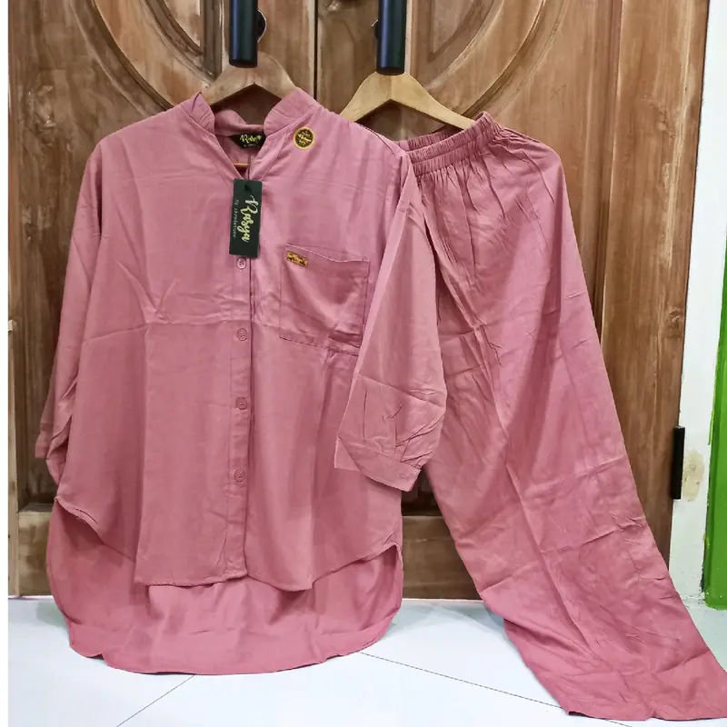 setelan rasya oneset botega bahan rayon twill set botega polos setelan wanita viral kekinian bahan tweel one set ld 120 Polos 1