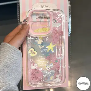 Casing Malaikat Stroberi Bintang Indah Yang Indah Untuk Redmi Note 14 12 10 11 13 8 11s 10s Pro Max A3 13C 14C 10C 9A 10 12 10A 9 9C 12C 9T A2 A1 A2 9C NFC Mi 11 12 Lite Poco C75 C61 C40 X5 M3 Sampul Transparan Bunga Kupu-kupu Kartun Pink