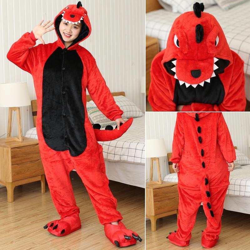 Product Introduction of Bộ Đồ Ngủ vải nỉ Hoạt Hình Khủng Long Màu Hồng Kigurumi, Unisex, Dành Cho Phụ Nữ Và Nam Giới, Đồ Ngủ Có Mũ Trùm Đầu, Áo Liền Quần, Trang Phục Hóa Trang Động Vật, Áo Liền Quần, ☎✚◐ 26