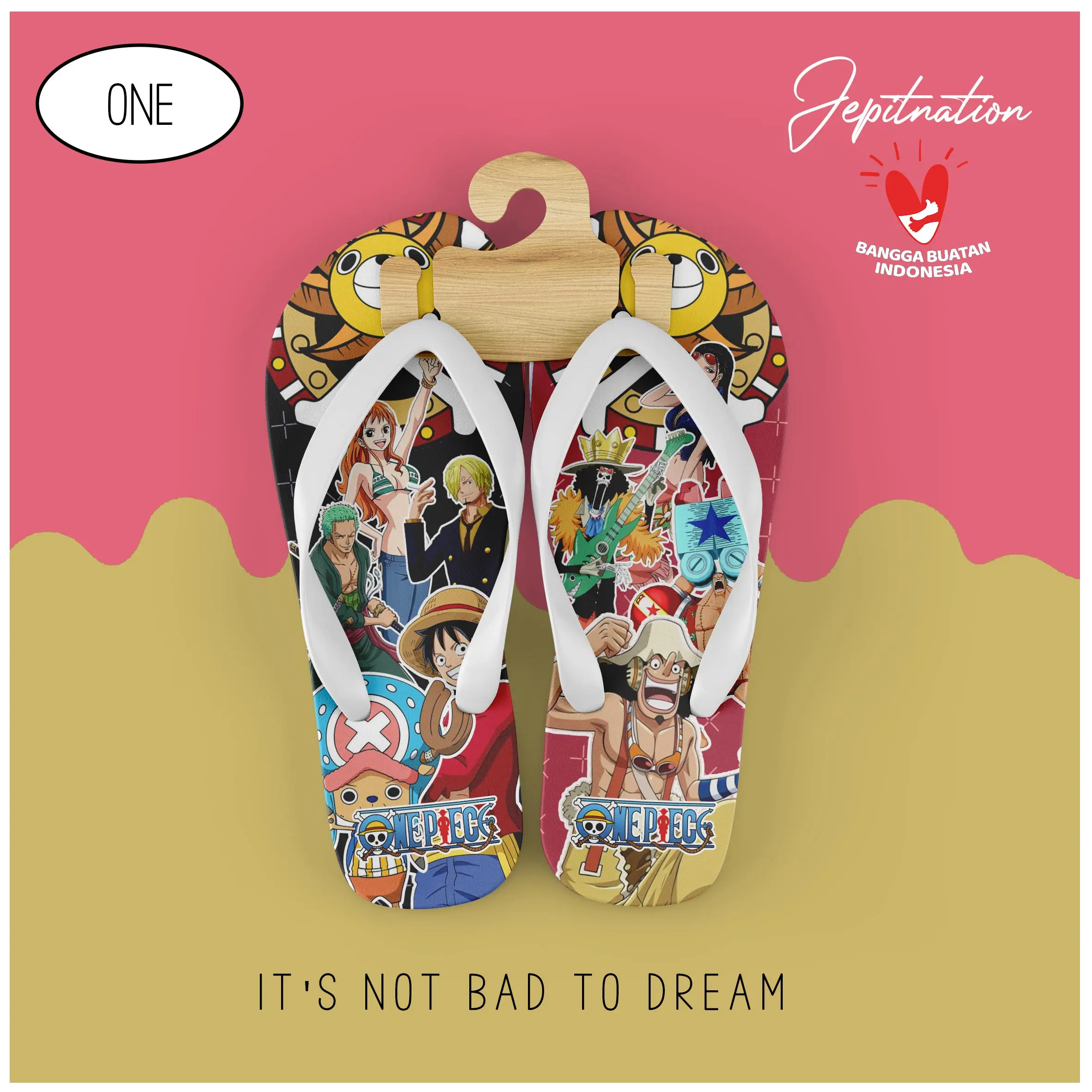 [SANDAL JEPIT V2] One Piece (ONE), JEPITNATION Sendal Jepit Cowo Pria Wanita Perempuan Dewasa Anak Balita Sandal Santai Sendal Spons Bukan Karet flip flop Antislip dijamin V2