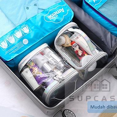 Tas Kosmetik Anti Air/Tas Kosmetik Washbag / Tas Alat MakeUp / Cosmetic Bag Organizer / Tas Make Up Wanita/Tas Kosmetik Travel Transparan /Cosmetic Cube Transparent Clear PVC Toiletries Wash Bag /Pouch Kosmetik 8