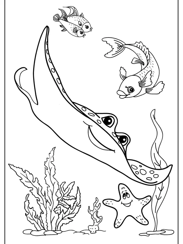 Kertas Gambar Mewarnai IKAN / HEWAN AIR 6