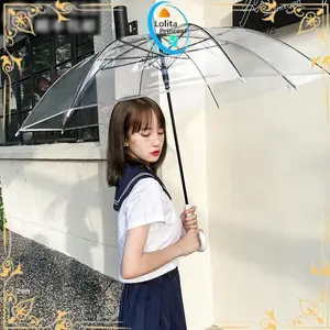 Payung Transparan Korea Japanese Style Payung Tongkat Bening Transparan Fashion Drama Korea Simple Payung Polos Kado Unik Souvenir