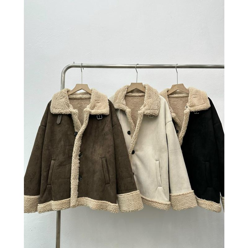 Áo khoác da lộn lót lông cừu đai cổ A2916 SUSSTORE