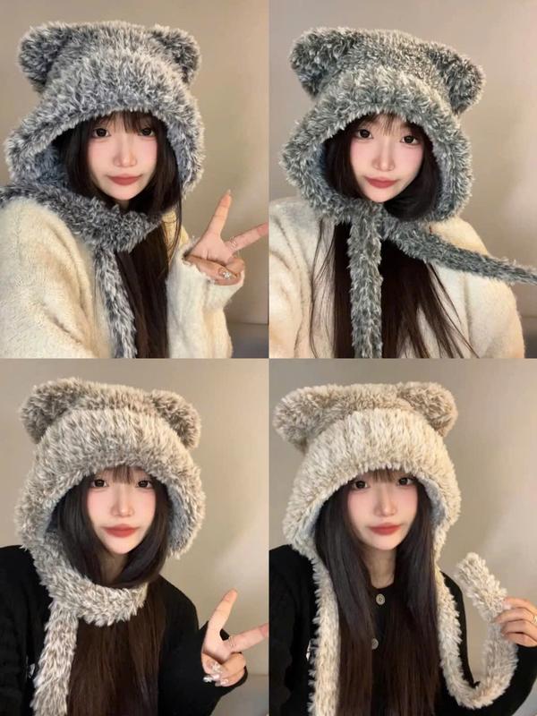TGN150 Mũ Len Dệt Kim Dày Dặn Mẫu Mới Tai Gấu Nhỏ Chất Cao Cấp Thời Trang Thu Đông Cho Nữ