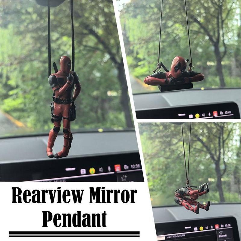 Cartoon Deadpool Car Rearview Mirror Pendant Read A Interior Mini Model ...