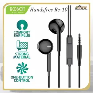 Headset Headphone Robot RE10 Wired Bass Android iPhone Ori