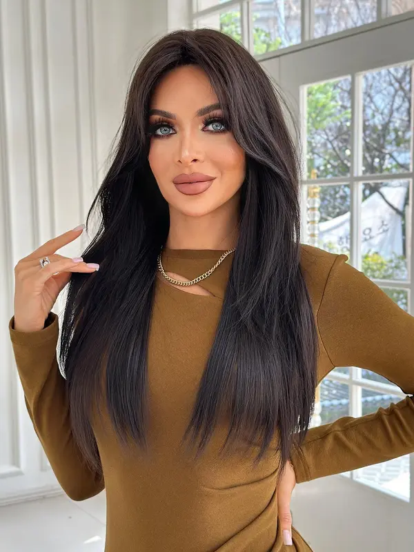 28 Inch Long Layered Wigs for Women, Gorgeous Fluffy Wigs without Bangs, Heat Resistant Synthetic Fiber Full Machine Wigs for Party, Daily Use 3