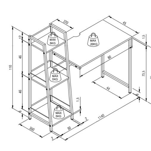 MEJA BELAJAR / MEJA KERJA / MEJA MINIMALIS HANS - PORTA 5