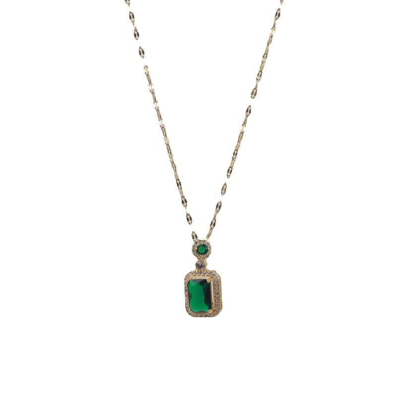 Product Introduction of Internet Celebrity Emerald Necklace Women's Light Luxury Niche Earrings Elegant High Sense Clavicle Chain Fashion All-Match Pendant Accessories 9