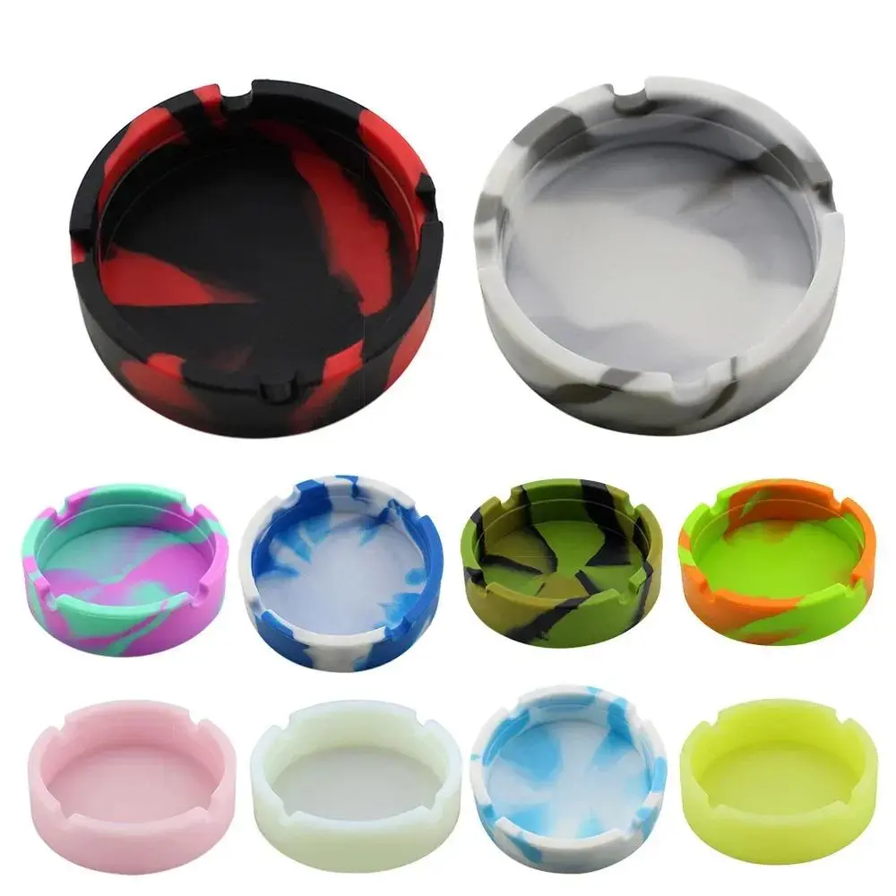 Creative Round Home Portable Ashtray Marble Stripe Camouflage Luminous Fluorescent White Smoke Cup Silica Gel Ashtray
