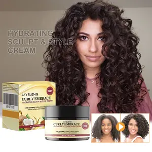 JAYSUING Curly Embrace Krim Styling Melembapkan untuk Rambut Keriting Mengembang dengan Minyak Argan & Glycerin Menyegarkan Tidak Berminyak Mousse