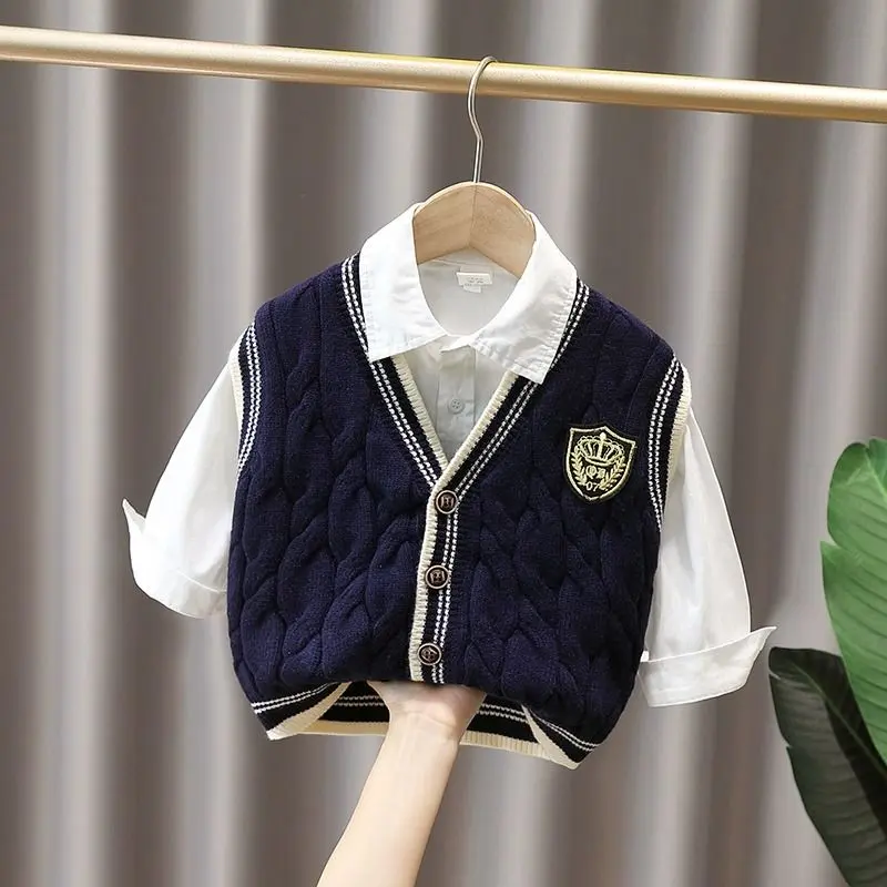 Áo Len Trẻ Em, Bé Trai, Áo Vest, Không Tay, Áo Mặc Bên Ngoài, Phong Cách Phương Tây Và Hàn Quốc, Thích Hợp Cho Mùa Xuân Và Mùa Thu, Hàng Mới Về Năm 2024, Thích Hợp Cho Trẻ Sơ Sinh, 2025