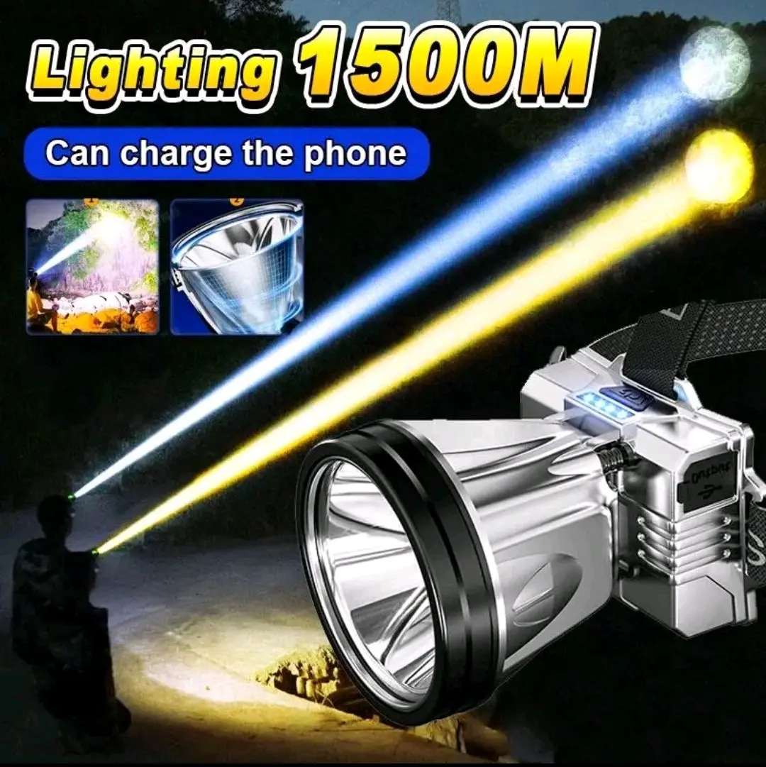 ĐÈN PIN ĐỘI ĐẦU SIÊU SÁNG, CHỐNG NƯỚC KIÊM PIN DỰ PHÒNG TIỆN LỢI, ÁNH SÁNG VÀNG + TRẮNG TÙY CHỌN đèn pin thông minh đèn pin  x10 lamp  lamp
