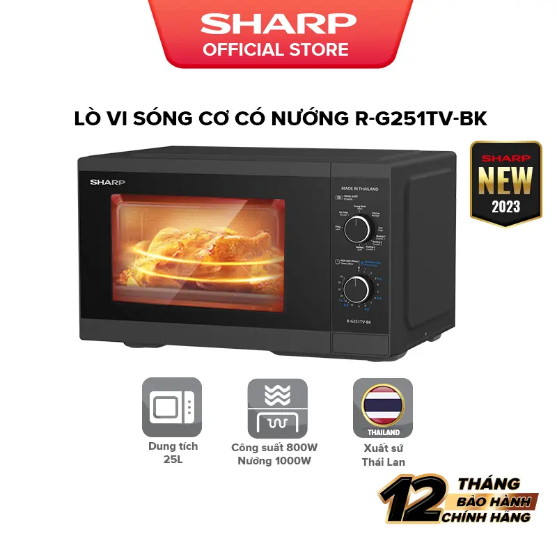 Lò Vi Sóng Cơ Có Nướng Sharp R-G251TV-SL/BK 25L [5 Mức Công Suất] - Bảo Hành 12 tháng 1