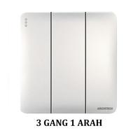 Gambar Architech Infinity A63-K03A White Saklar/Cetekan Triple 3 Gang 1 Arah - 3GANG 1ARAH dari ARCHITECH INDONESIA Kota Administrasi Jakarta Utara 2 Tokopedia