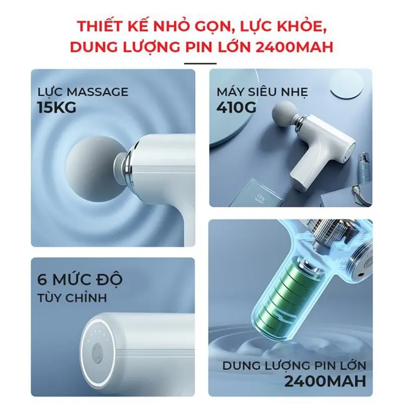 [BẢN NÂNG CẤP] Máy Massage Mini Cầm Tay Cao Cấp Công Nghệ AI Cảm Biến Lực Hitoko, Máy Mát Xa Cầm Tay 4 Đầu 6 Cấp Độ Tùy Chỉnh, Máy Massage Tại Nhà 2