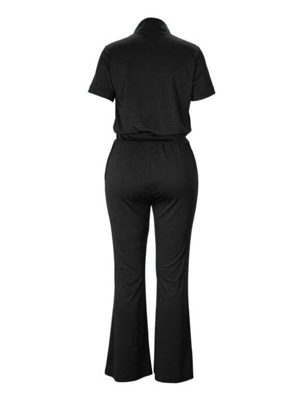 lovelywholesale Women's Plain Co-ord Set, Casual Zip Up Top & Drawstring Flare Leg Pants, Chav Sets, Summer Outfits 2024, Curvy Holiday Outfits 2024 1