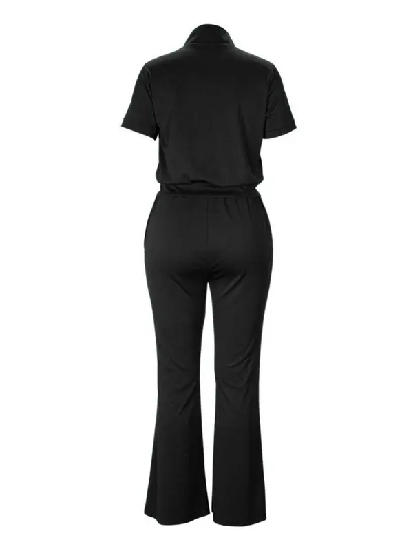 lovelywholesale Women's Plain Co-ord Set, Casual Zip Up Top & Drawstring Flare Leg Pants, Chav Sets, Summer Outfits 2024, Curvy Holiday Outfits 2024 1