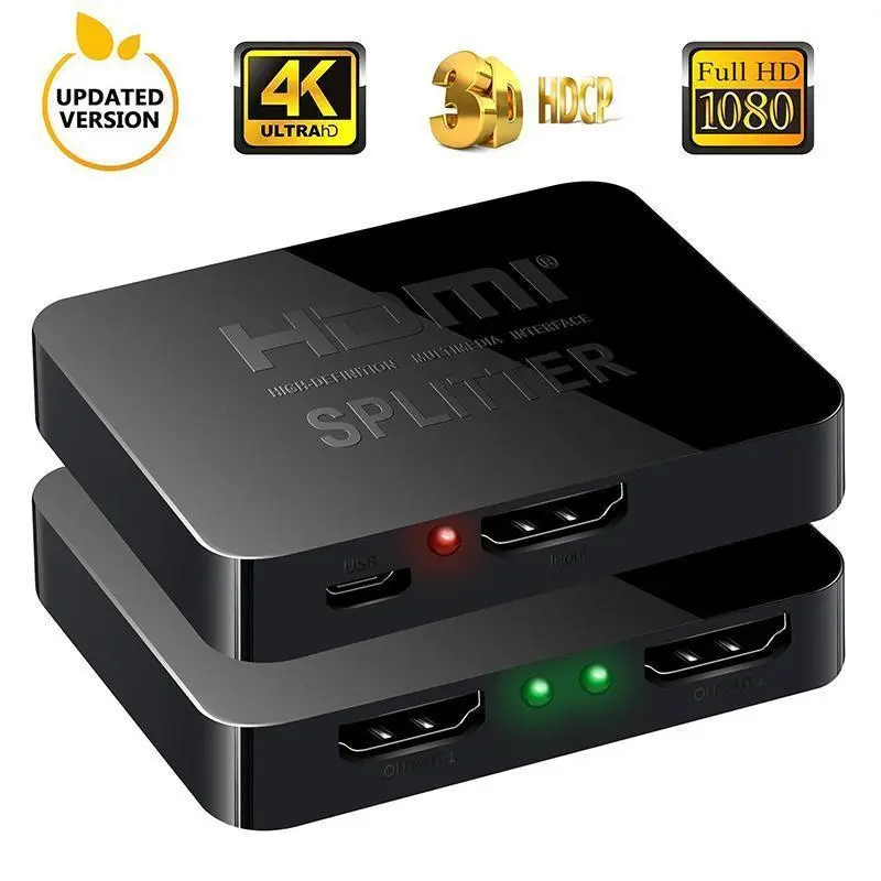 Bộ Chia HDMI, 1 Vào 2 Ra, Bộ Chia 3D HDMI 4K, Cho Màn Hình Kép, Bộ Chia HDMI 2 Cổng Tốc Độ Cao, Bộ Chia Bộ Khuếch Đại HDMI Full HD, Tương Thích Với Xbox, PS4, PS3, DVD, HDTV Phụ Kiện Nghe Nhạc 1