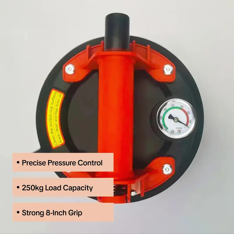 Heavy Duty Vacuum Suction Cup Tool, 8-Inch Strong Vacuum Suction Cup with Pressure Gauge, Industrial Suction Cup Lifter, Small Hand Tools, Handheld Vacuum Suction Cup for Granite Tile Glass, Men Gadgets 7