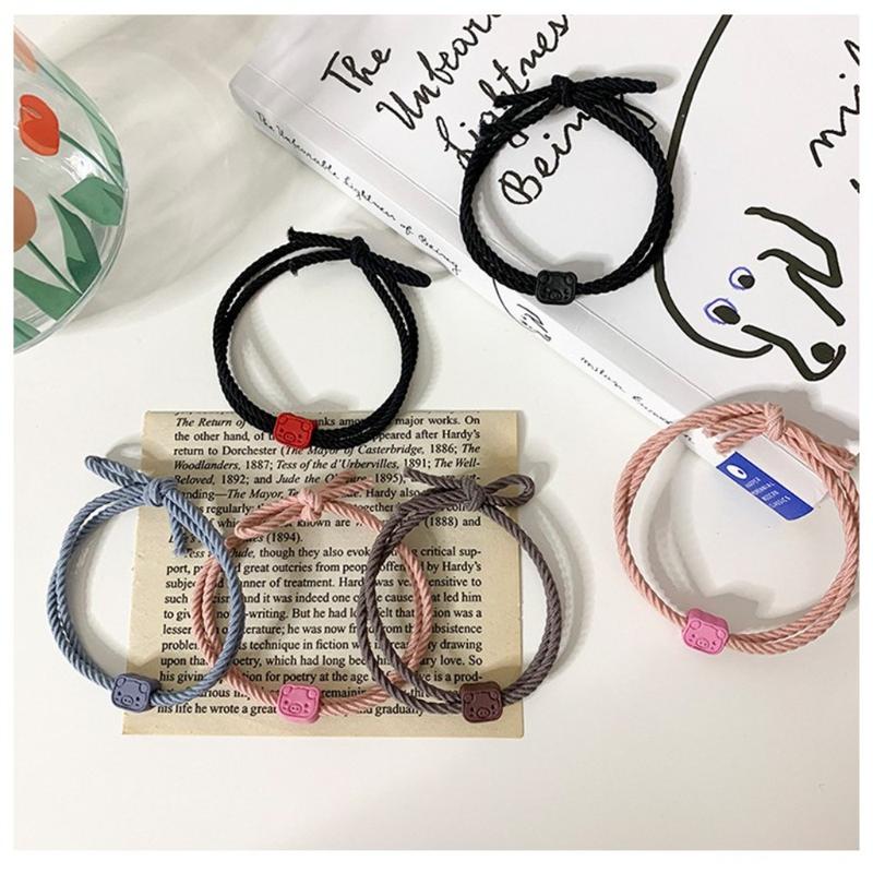 Product Introduction of New Double Layer Knotted Cartton Pig Hair Ring Korean Little Fresh Hair Accessory No Harm High Elastic Ponytail Holder Children Headdress 17