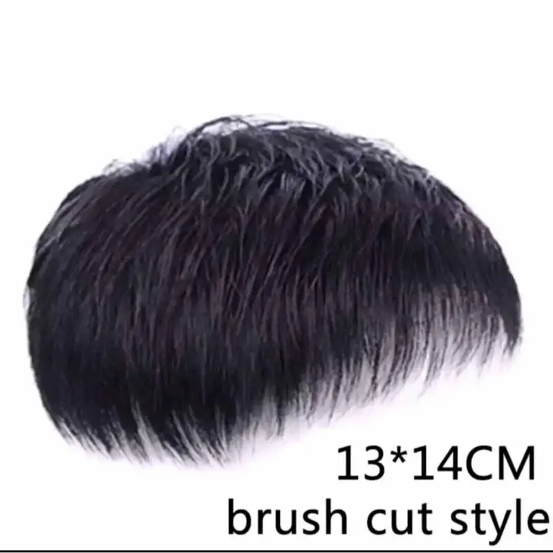 Toupee Rambut Pendek Pria untuk penutup Botak 5