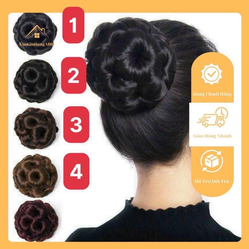 FREESHIP Búi tóc giả rối thời trang trung niên dầy đẹp búi tóc rối|AB01